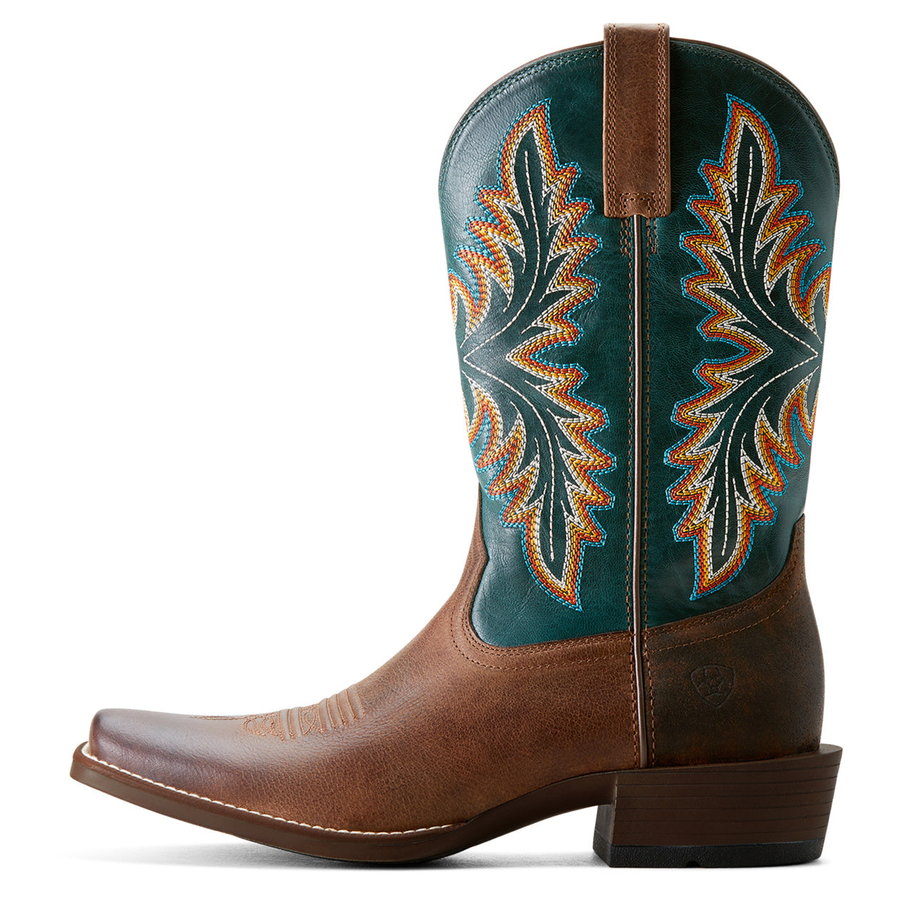Side Profile of Ariat Men's Renegade Cowboy Boot in Vintage Oak/Deep Teal