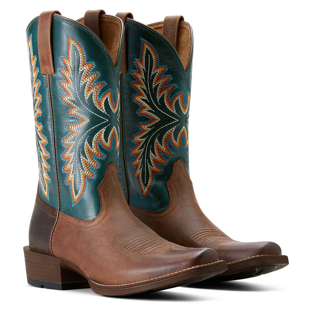 Pair of Ariat Men's Renegade Cowboy Boots in Vintage Oak/Deep Teal