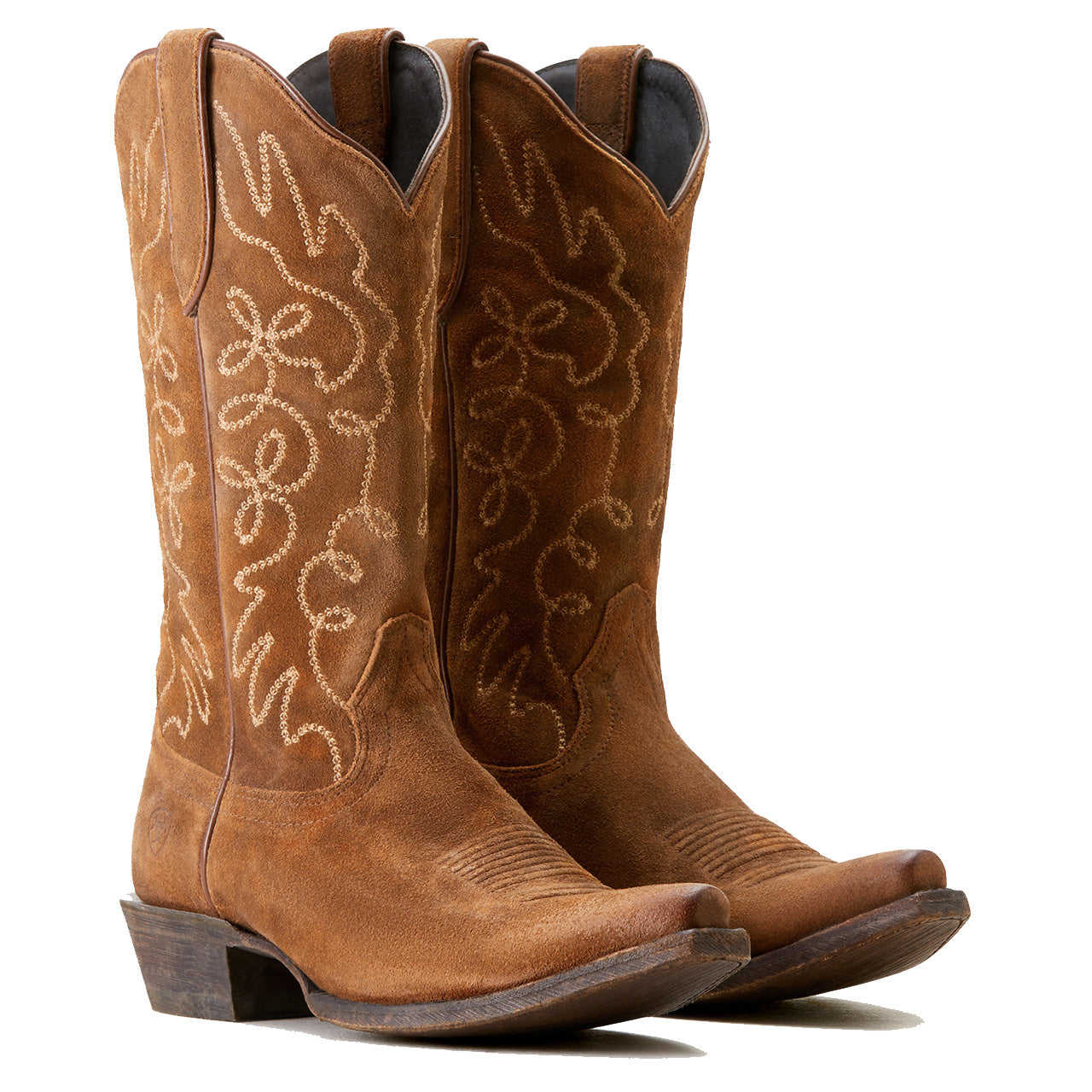 Pair of Ariat Women's Jukebox Western Boots in Dark Ginger Suede