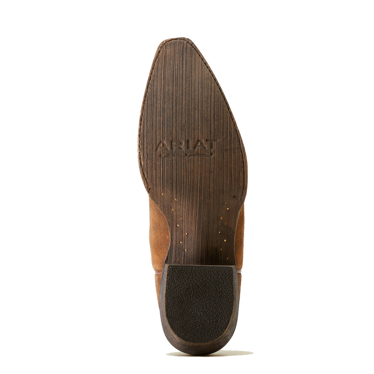 Outsole of Ariat Women's Jukebox Western Boot in Dark Ginger Suede