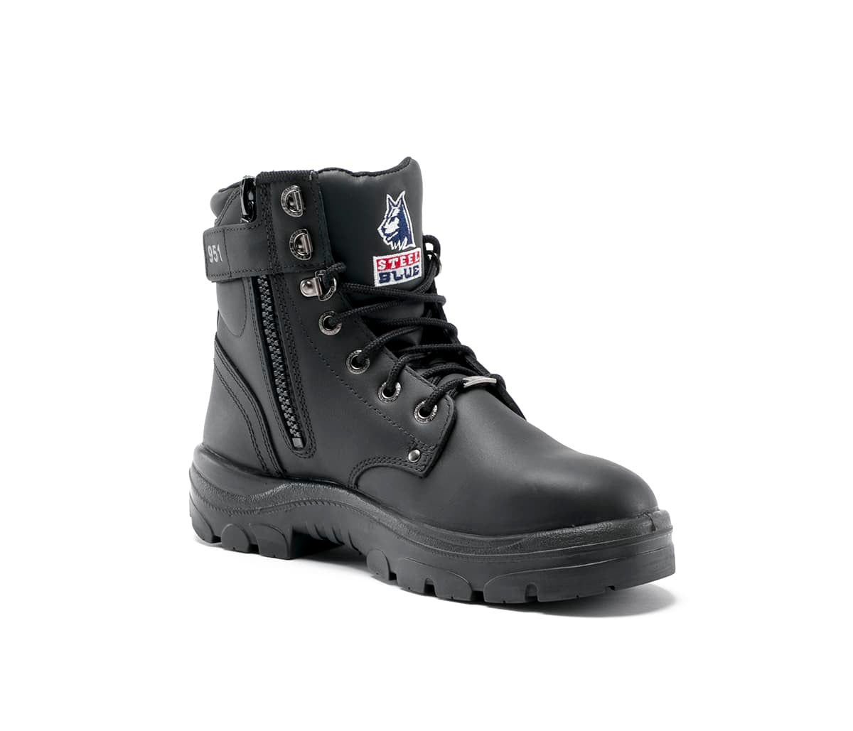 Steel Blue Argyle Zip Work Boots in Black