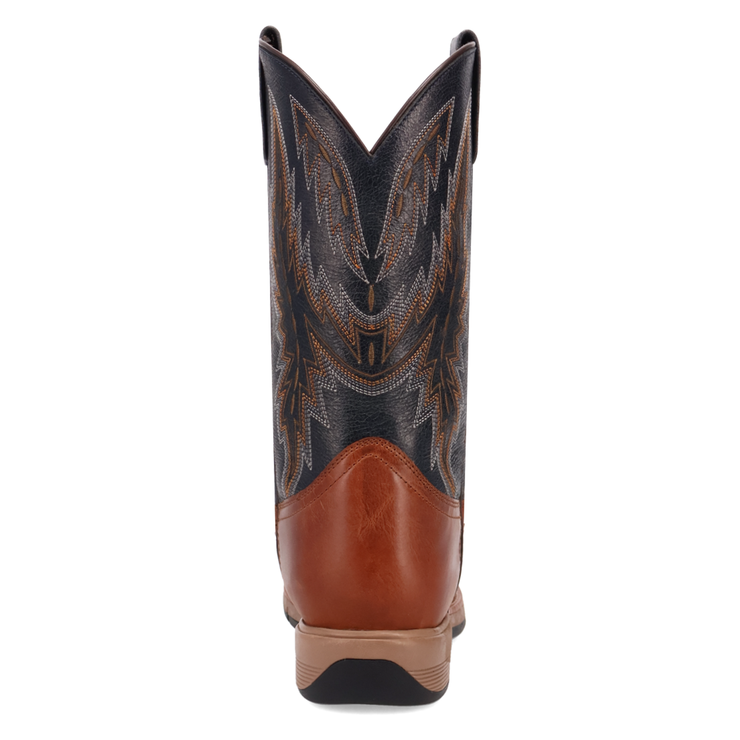 Back of Laredo Men's Vapor Square Toe Mid Calf Western Boot, Cognac/Black