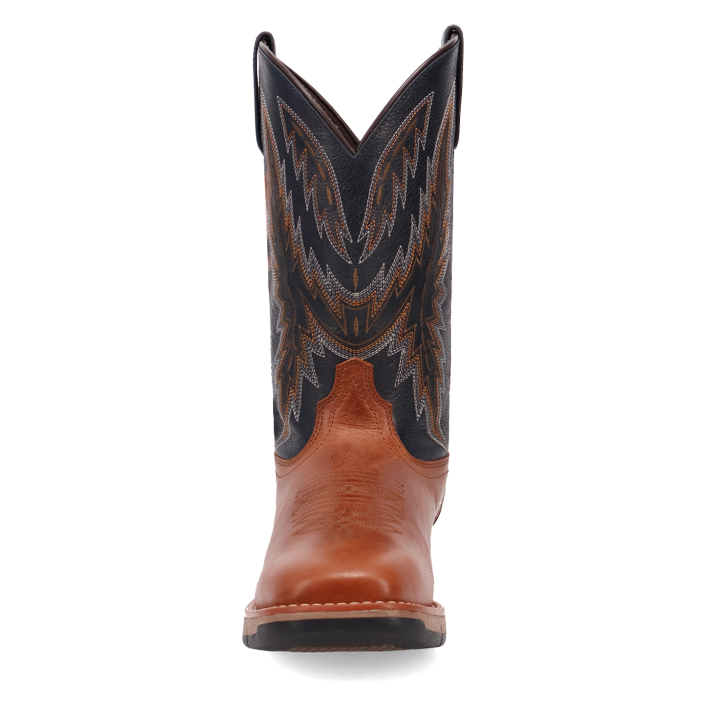 Front of Laredo Men's Vapor Square Toe Mid Calf Western Boot, Cognac/Black