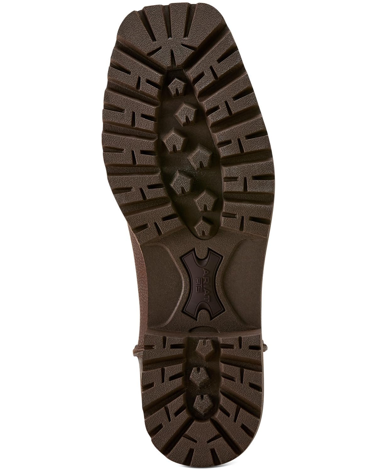 Close-up of a brown rubber sole on a white background