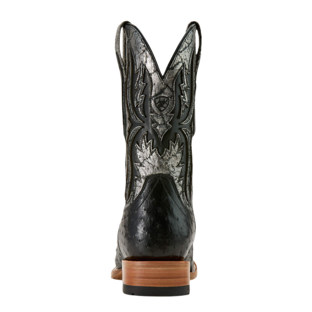 Back of Ariat Men's Drifter Wide Square Toe Cowboy Boot, Black Full Quill Ostrich