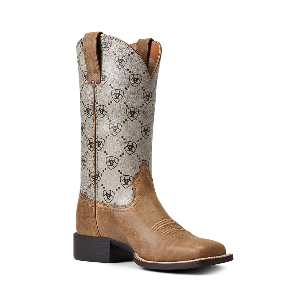Ariat Women's Round Up Wide Square Toe Western Boot in Brown Bomber