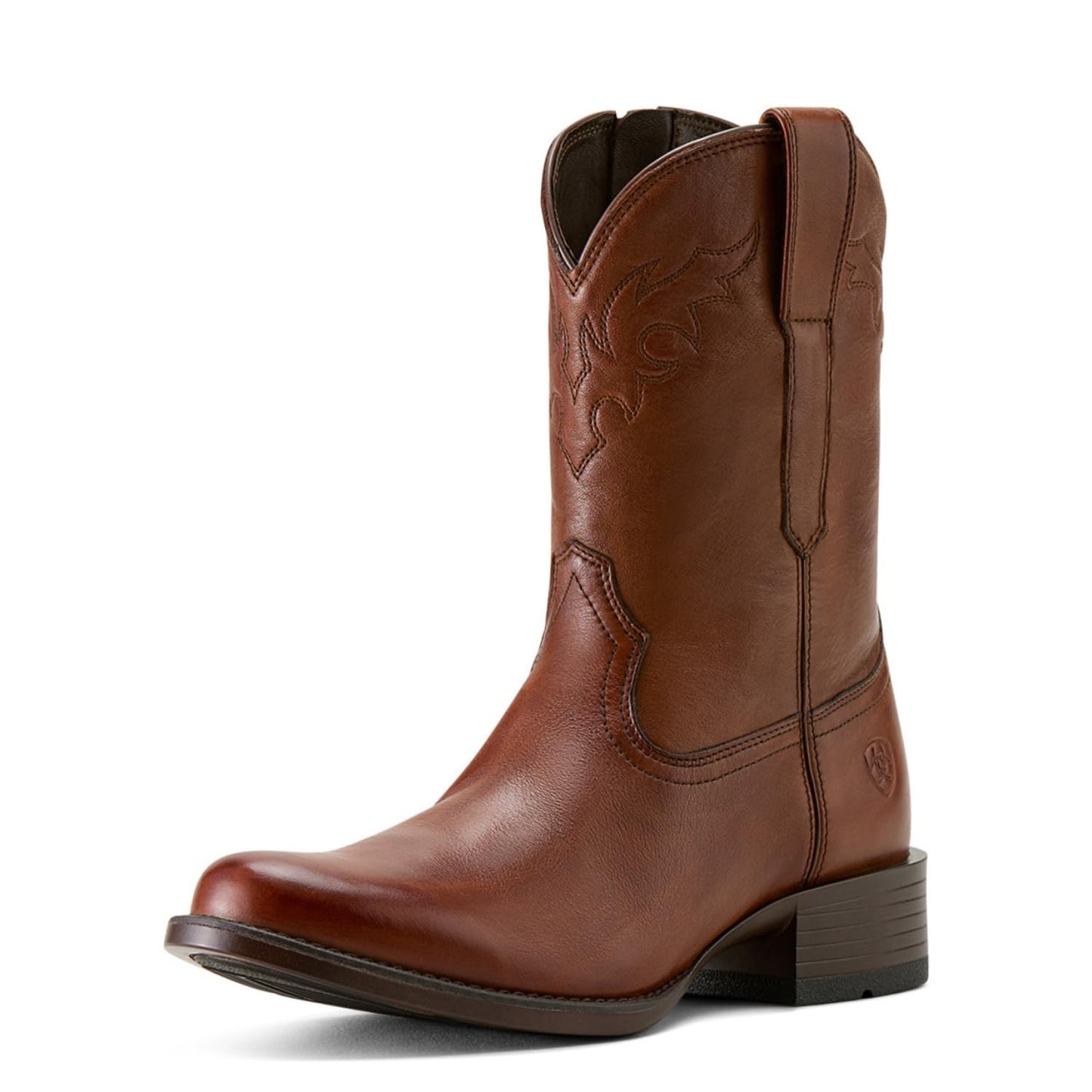 Brown cowboy boot on a white background