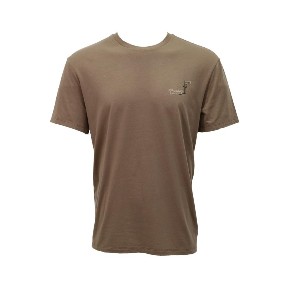 Front of HOOEY Men's Hooey Hills Brown Cowboy Golf T-Shirt
