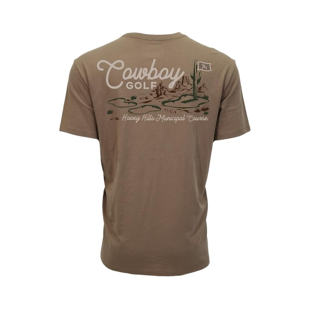 Back of HOOEY Men's Hooey Hills Brown Cowboy Golf T-Shirt