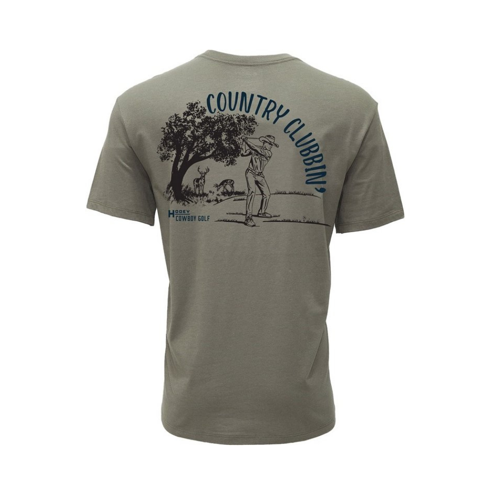 Back of 
HOOEY Men's Country Clubbin' Green Cowboy Golf T-shirt