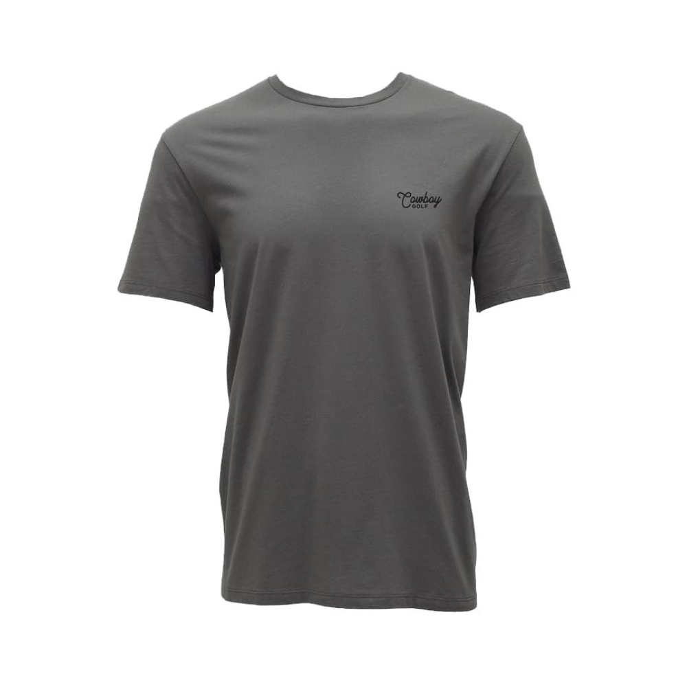 Front of HOOEY Men's Easy Ridin' Grey Cowboy Golf T-Shirt