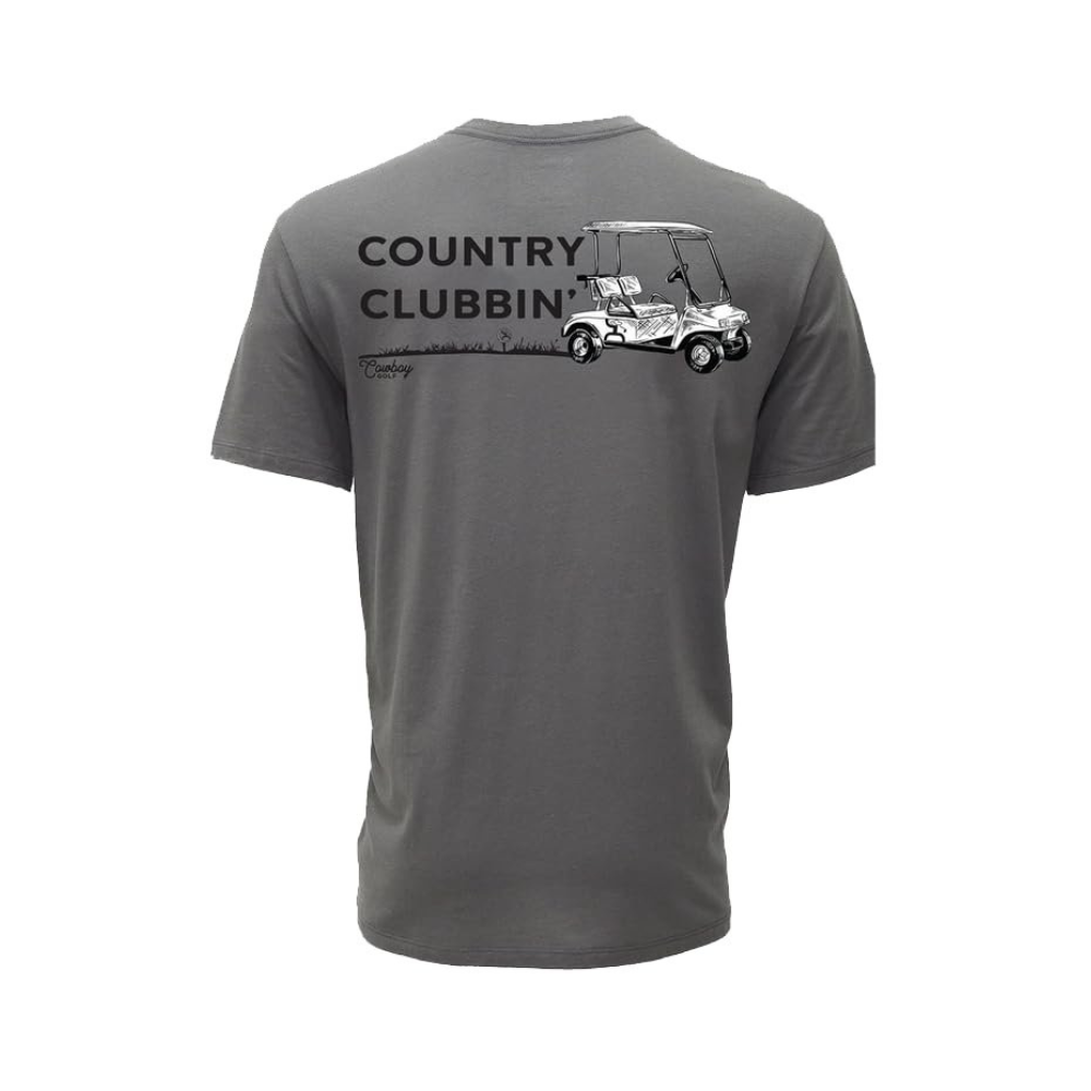 Back of HOOEY Men's Easy Ridin' Grey Cowboy Golf T-Shirt