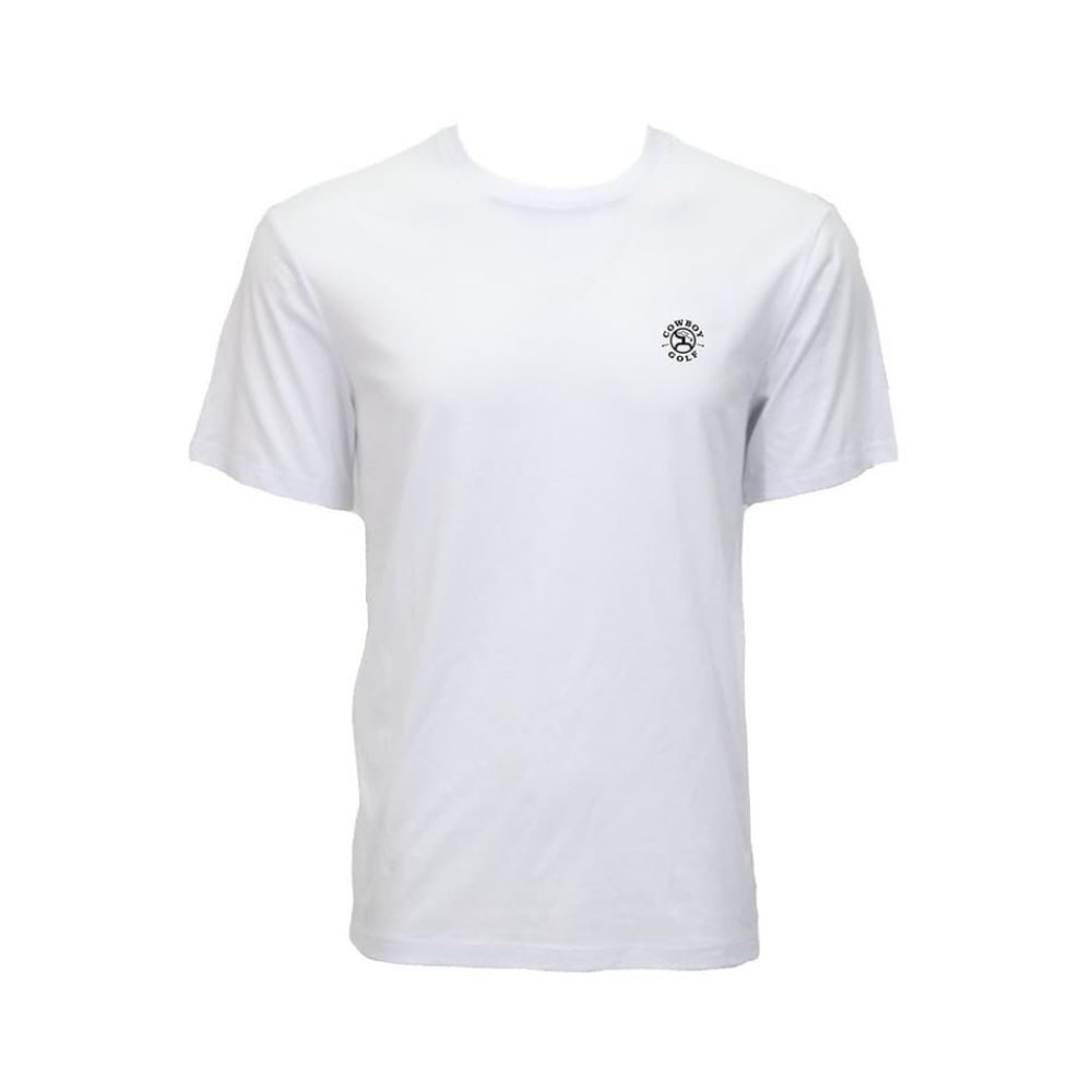 Front of HOOEY Men's Western Swing White Cowboy Golf T-Shirt