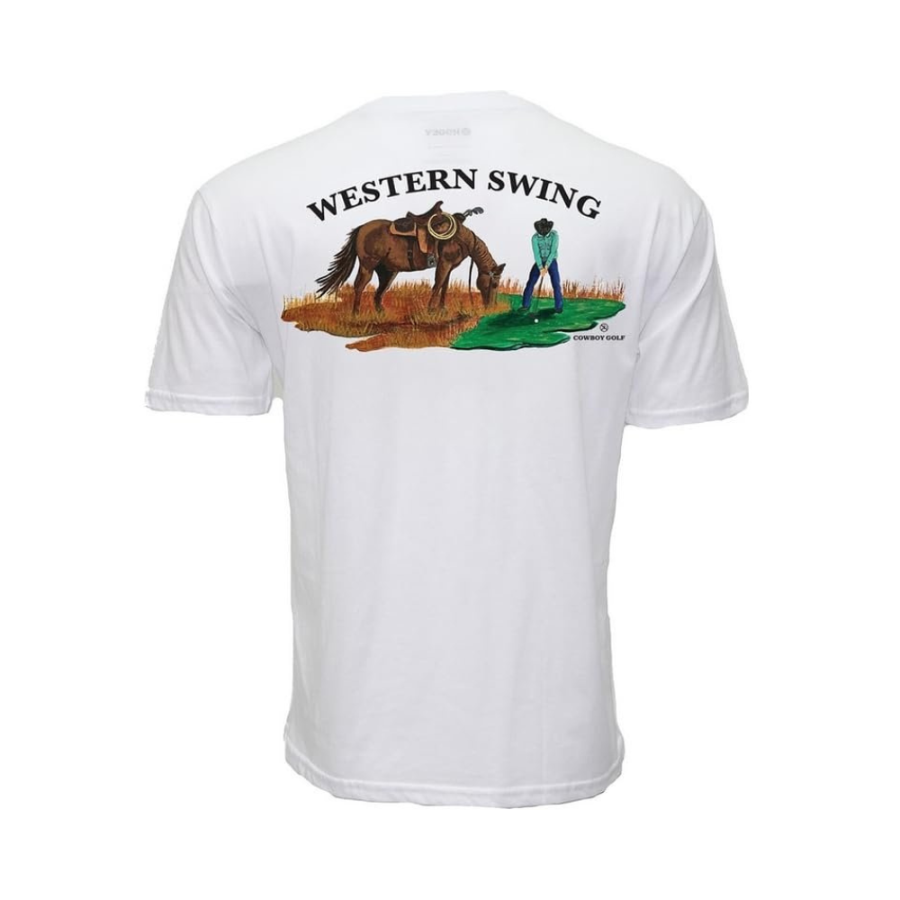HOOEY Men's Western Swing White Cowboy Golf T-Shirt