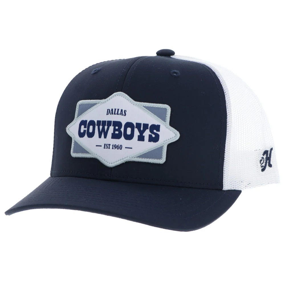Navy and white cap with 'Dallas Cowboys' logo on a white background