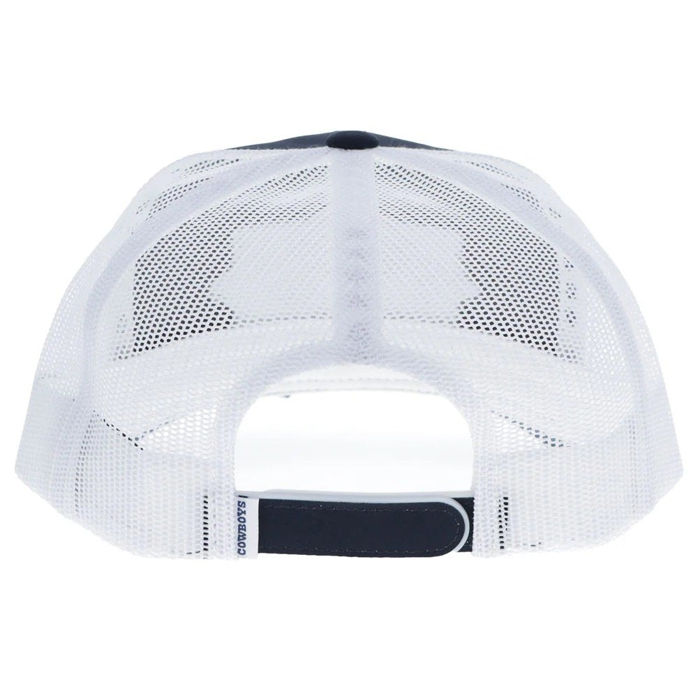 White mesh cap with black brim on a white background