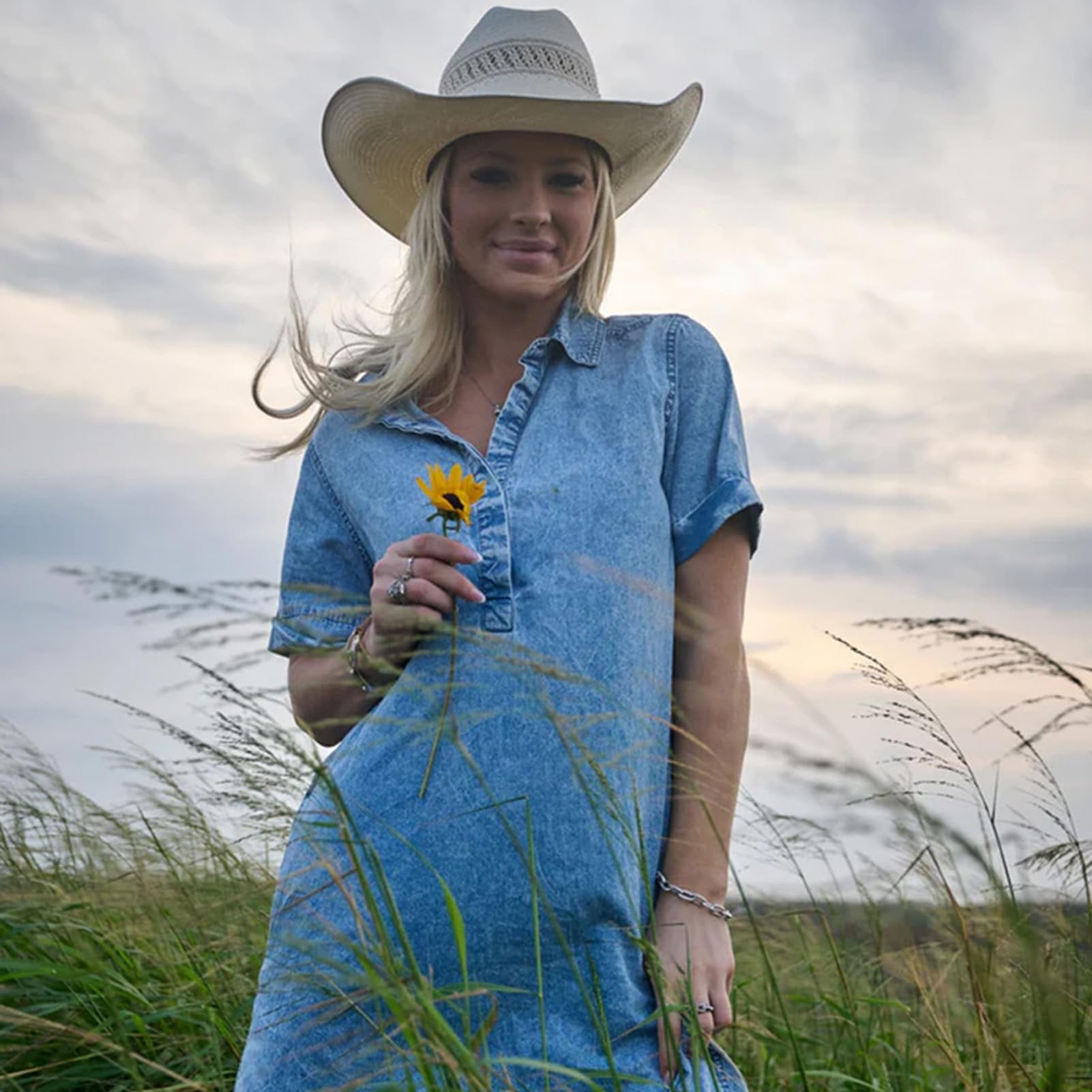 Women's HOOey Denali Denim Chambray Shirt Dress Small Black