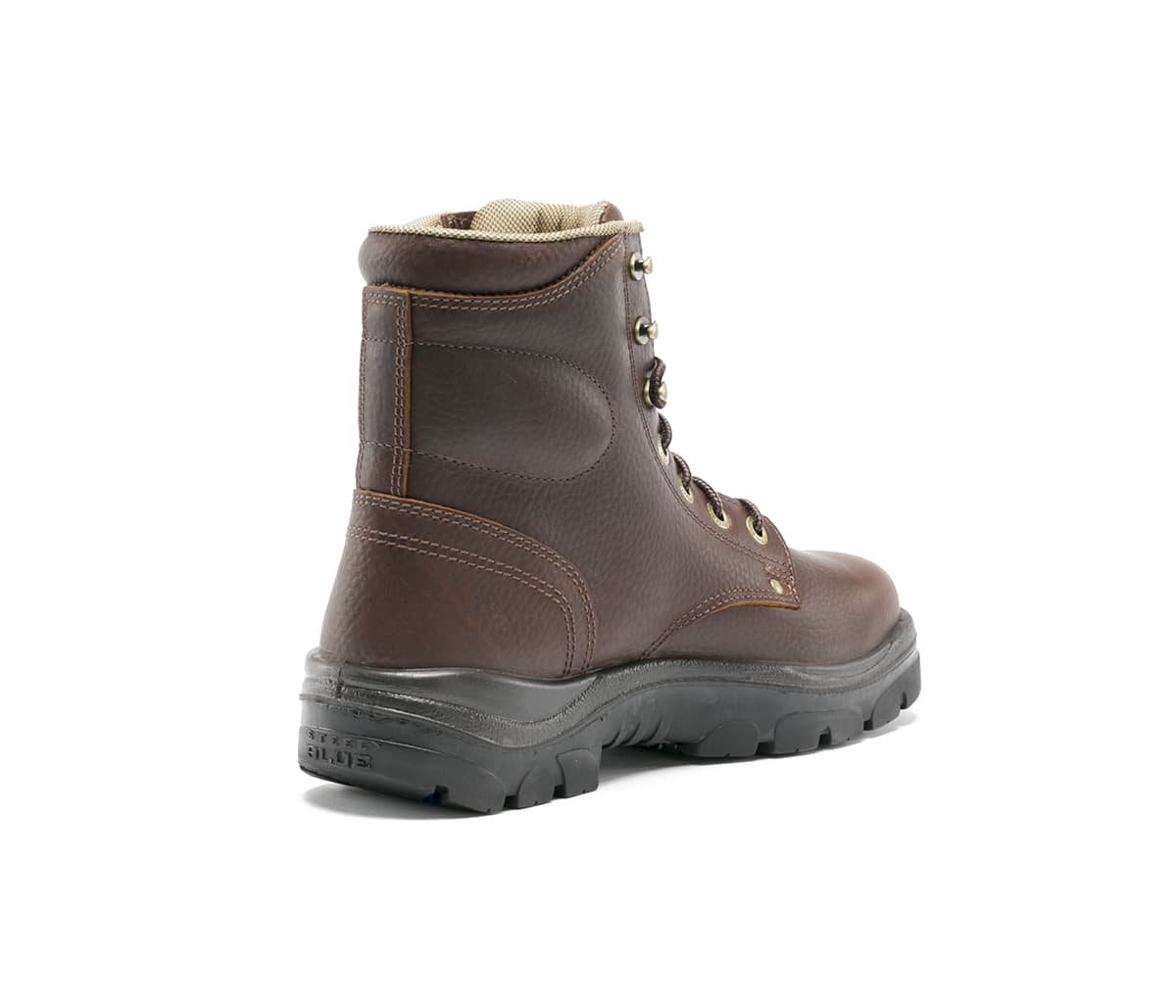 Back of Steel Blue Argyle Safety Boot in Oak
