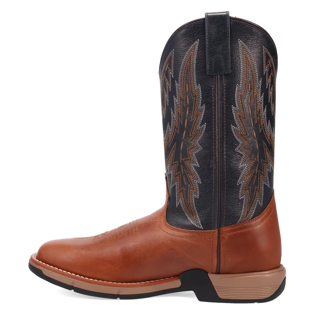 Alternate side of Laredo Men's Vapor Square Toe Mid Calf Western Boot, Cognac/Black