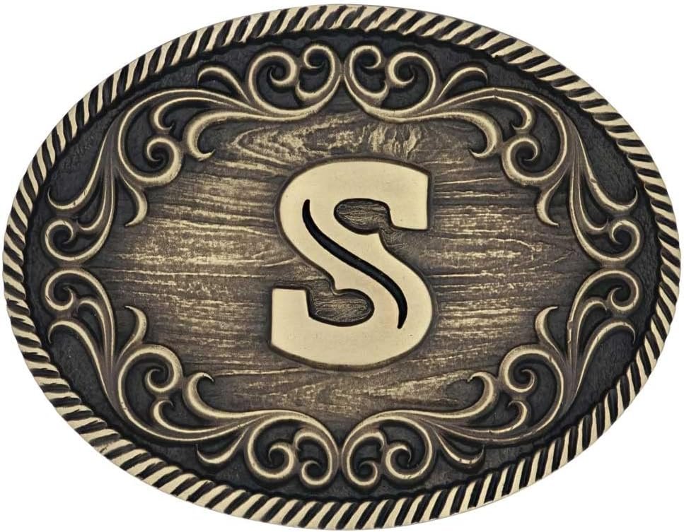 Montana Silversmiths Filigree Initial Attitude Belt Buckle - S