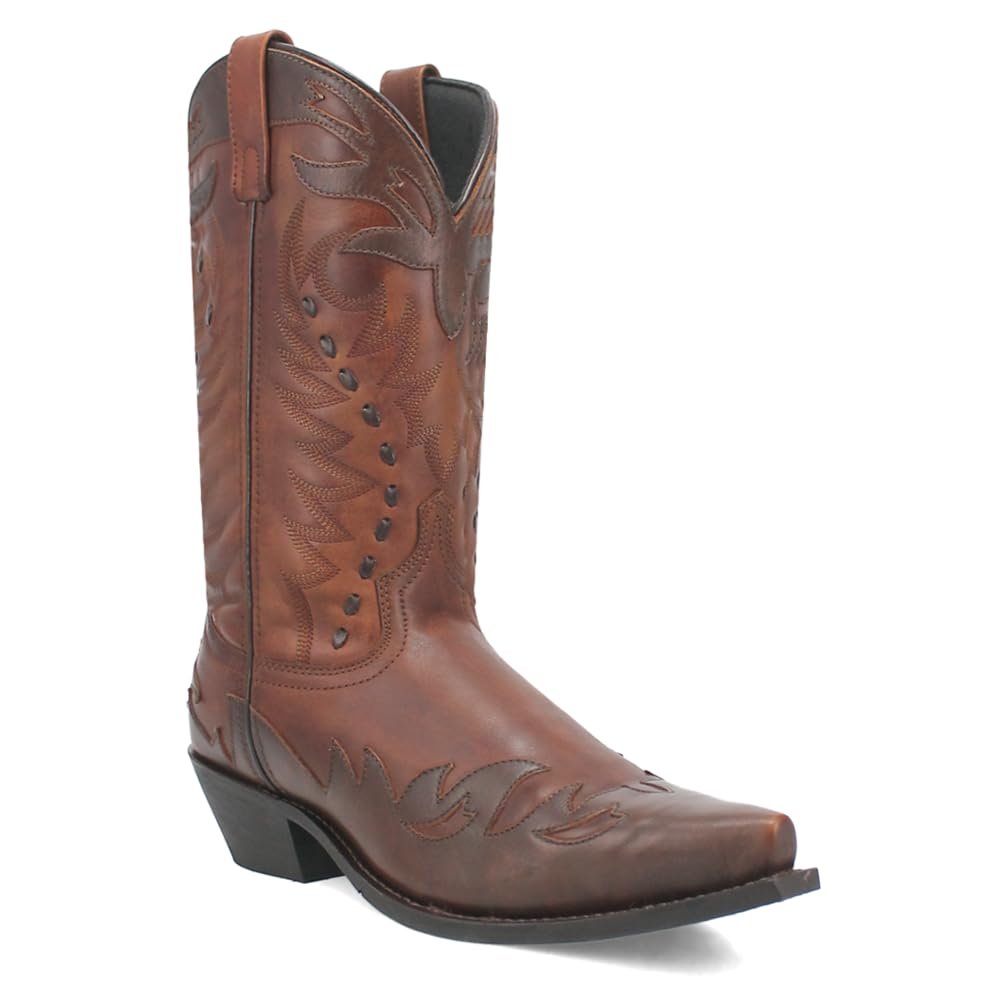 Laredo Men's Gentry Tooled Inlay Embroidered Snip Toe Western Boots