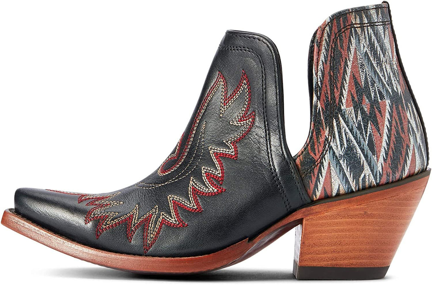 Side Profile of Ariat Women's Dixon Chimayo Western Boot in Cash Black/New Mexico Roja Print
