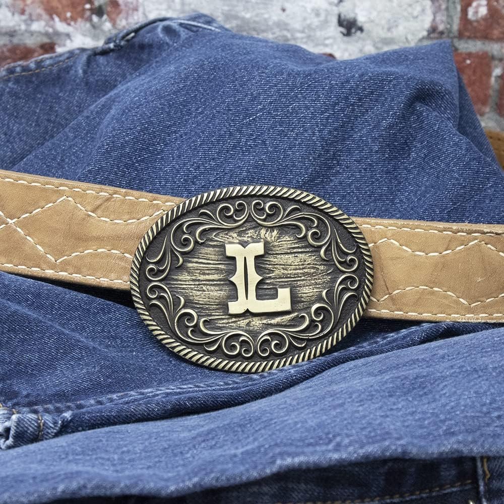 Montana Silversmiths Filigree Initial Attitude Belt Buckle - L