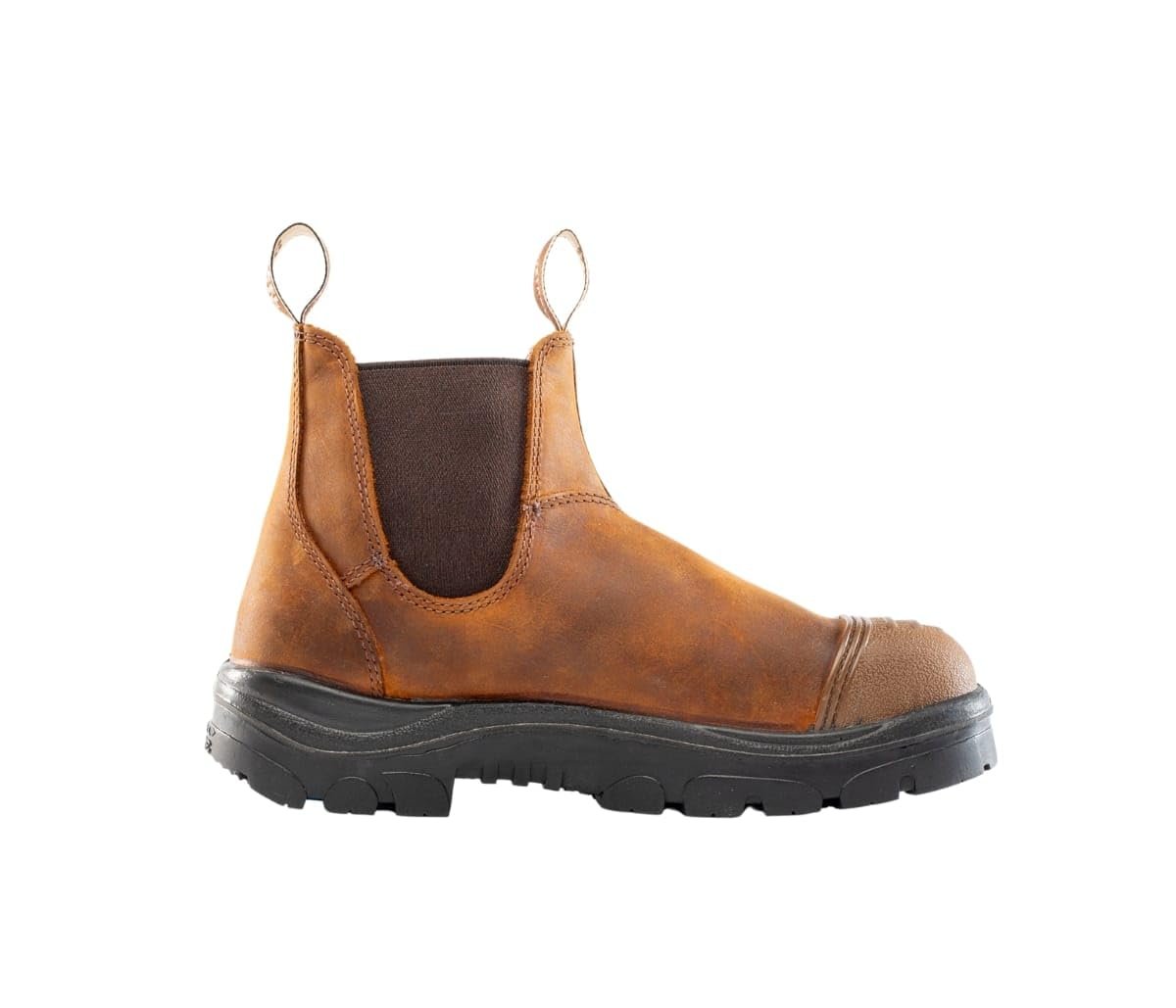 Side of Steel Blue Hobart: Scuff Cap Work Boot in Brown