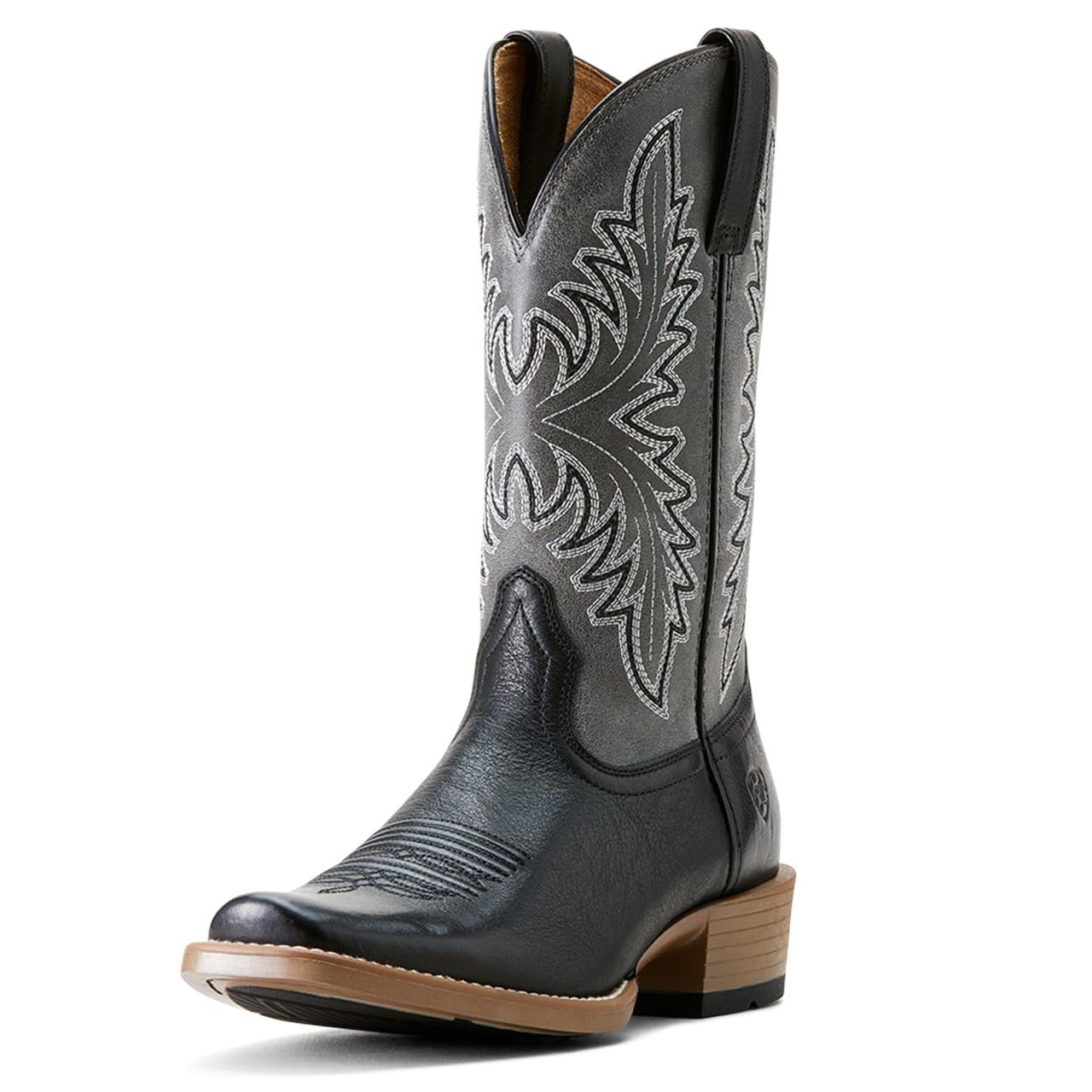Front Angled View of Ariat Men's Renegade Cowboy Boot in Black Night/Titanium