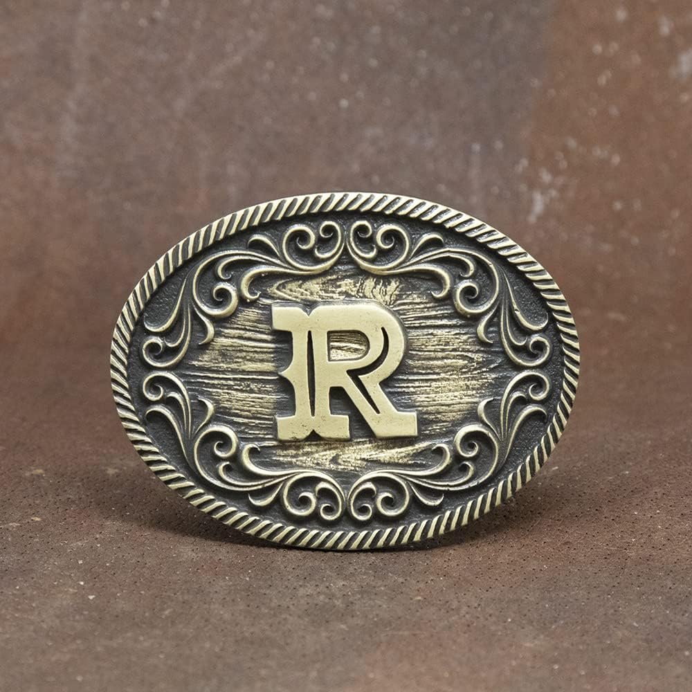 Montana Silversmiths Filigree Initial Attitude Belt Buckle - R