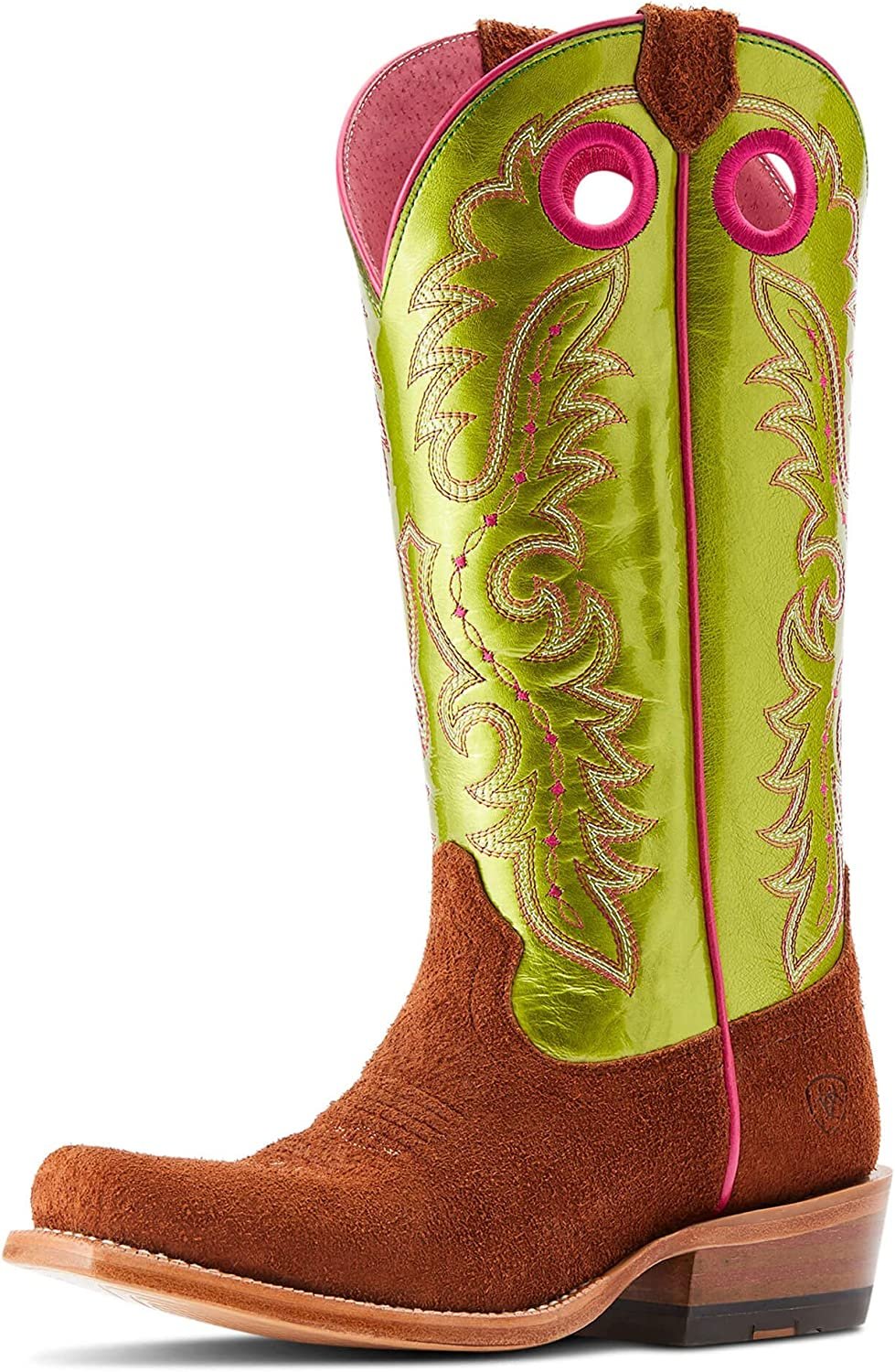 Ariat Women's Futurity Boon Western Boot in Cognac Roughout/Electric Lime