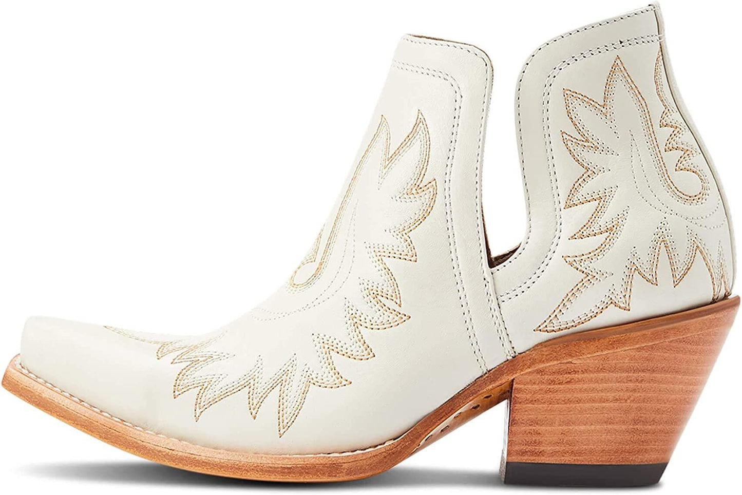 Side Profile of Ariat Women's Dixon Western Bootie in Blanco