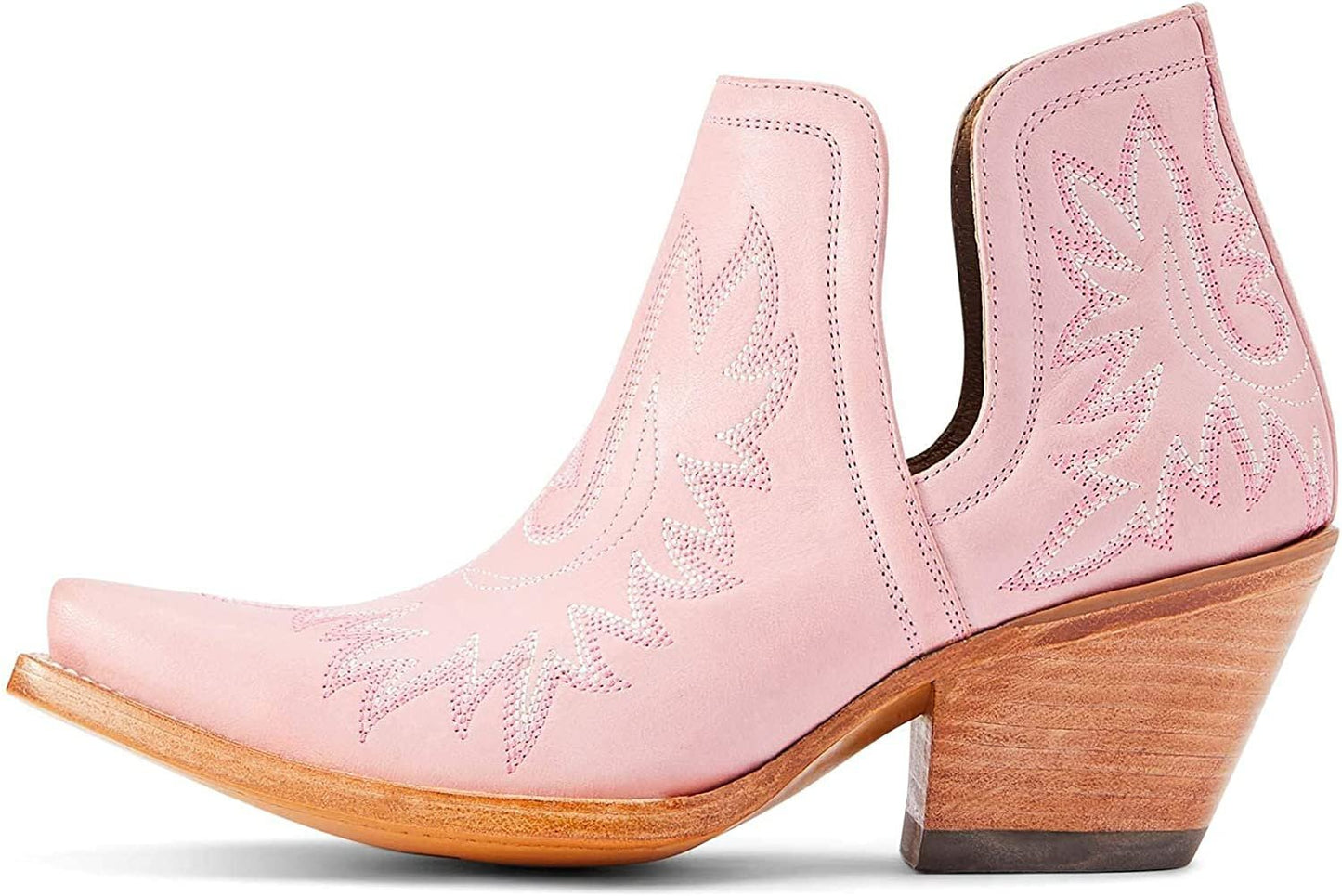 Side Profile of Ariat Women's Dixon Western Bootie in Powder Pink