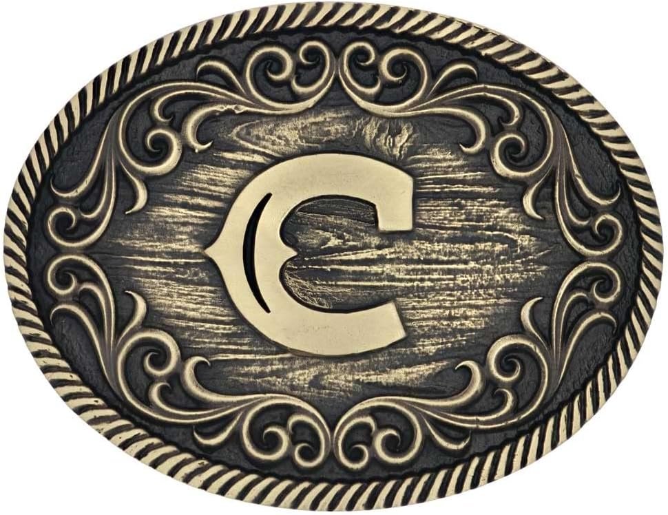 Montana Silversmiths Filigree Initial Attitude Belt Buckle - C
