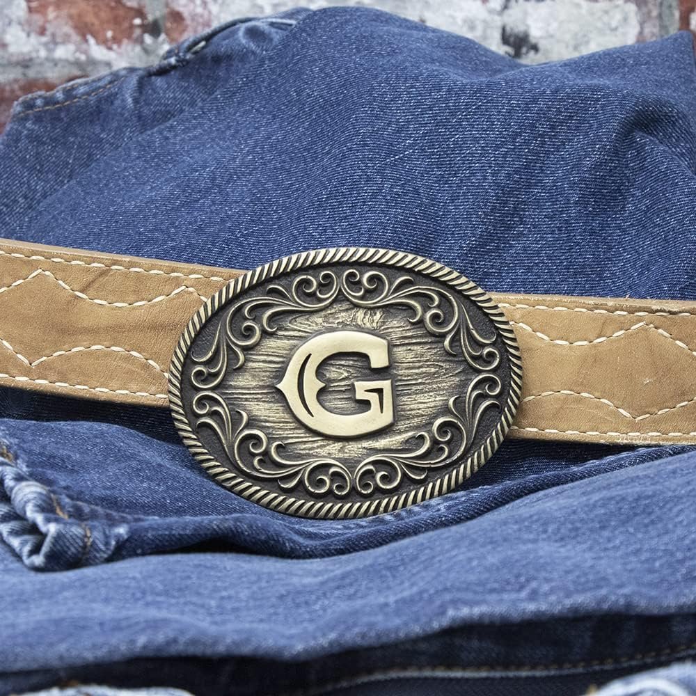 Montana Silversmiths Filigree Initial Attitude Belt Buckle - G