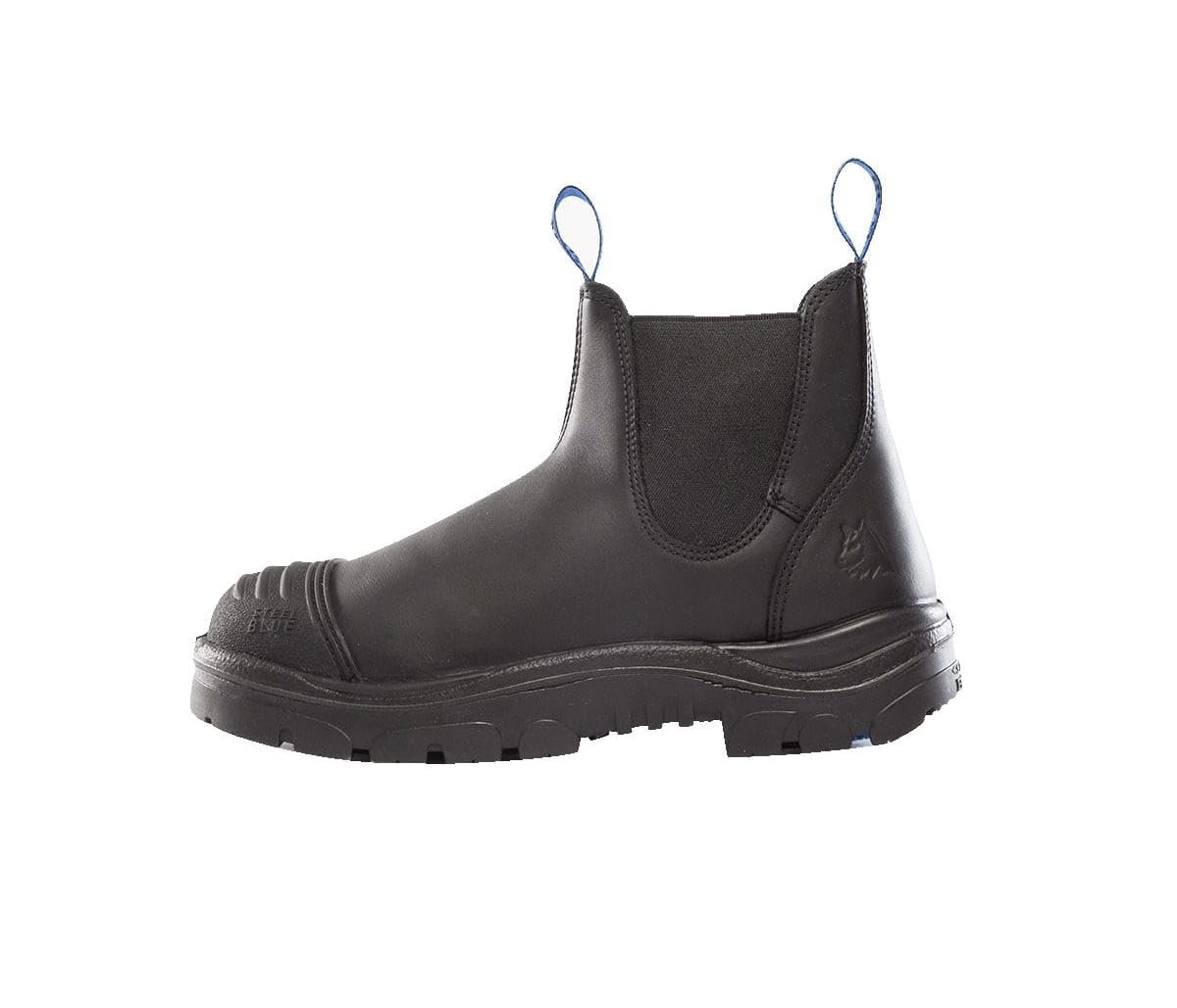 Side of Steel Blue Hobart: Scuff Cap Work Boot in Black