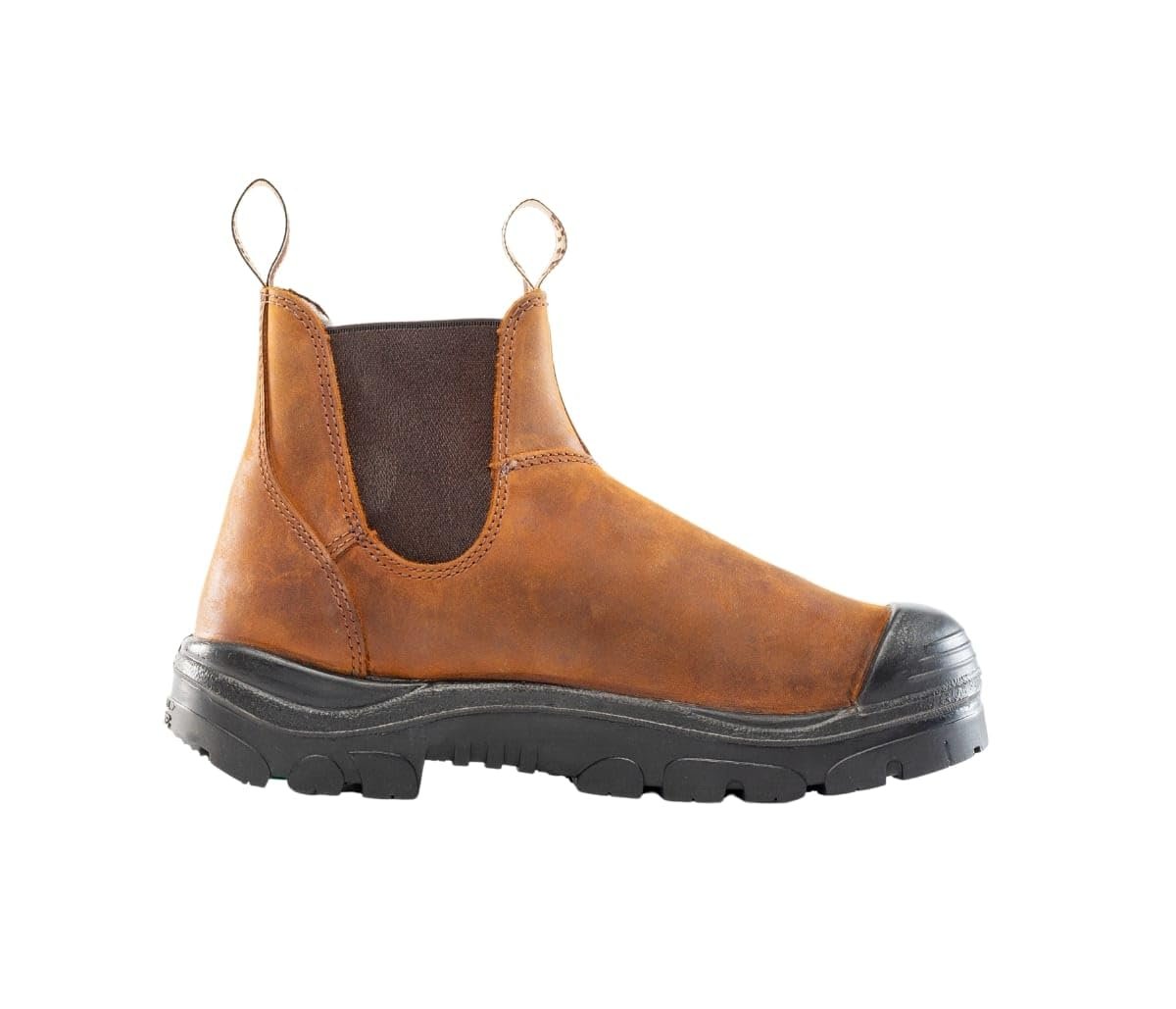 Side of Steel Blue Hobart PR Met: Bump Work Boot in Brown