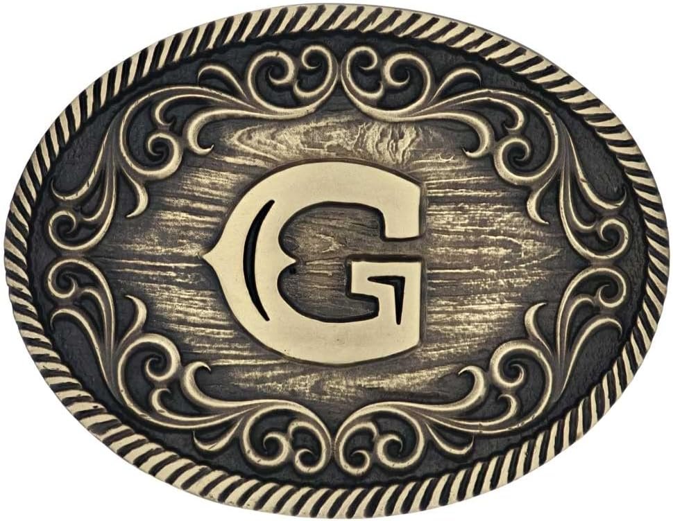 Montana Silversmiths Filigree Initial Attitude Belt Buckle - G