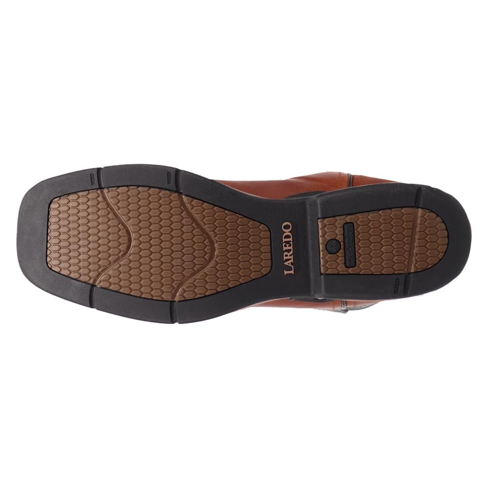 Outsole of Laredo Men's Vapor Square Toe Mid Calf Western Boot, Cognac/Black