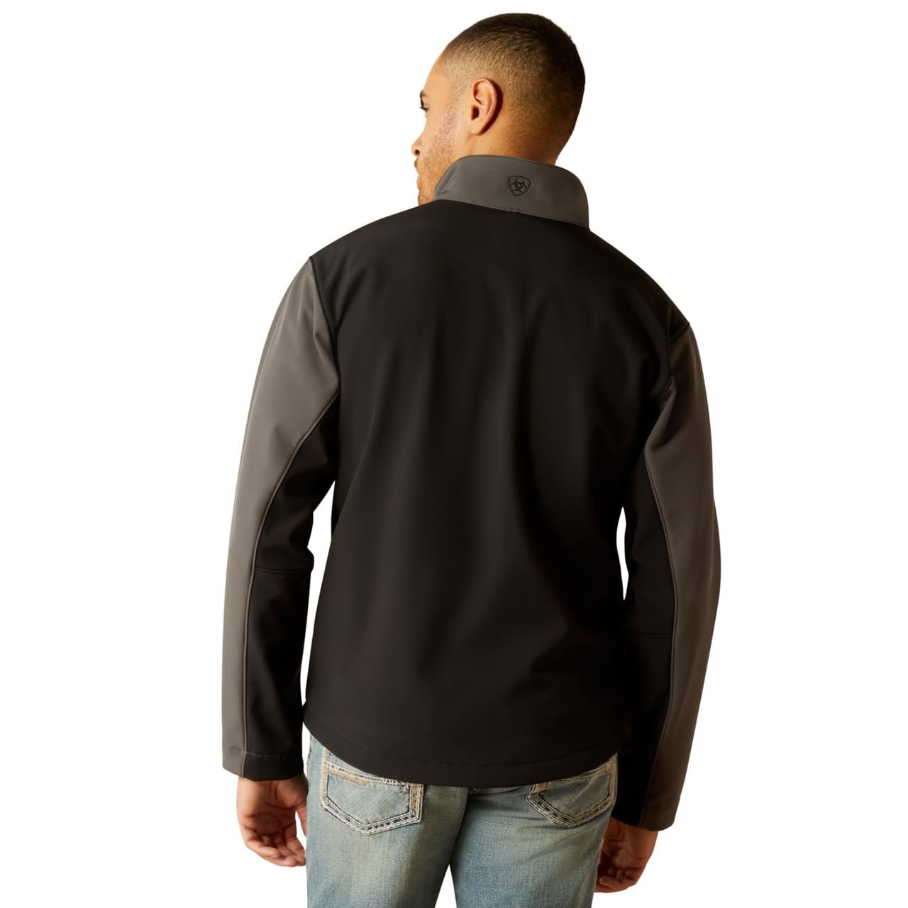 Back of Ariat Men's Logan Softshell Jacket in Grey