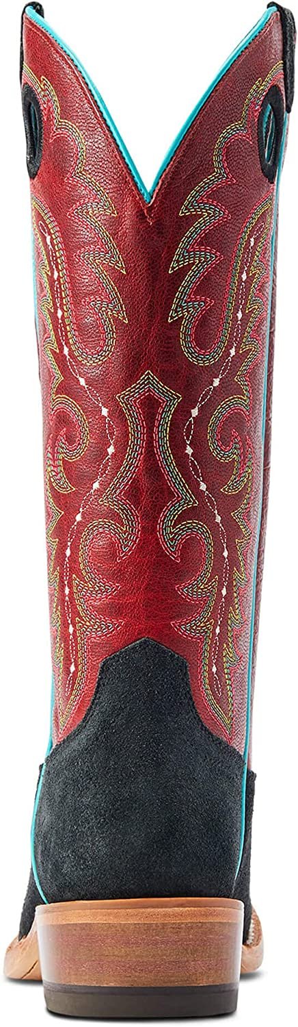 Back of Ariat Women's Futurity Boon Western Boot in Black Roughout