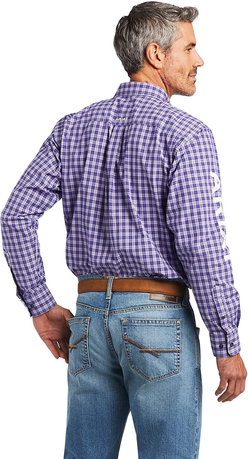 Back of Ariat Men's Pro Series Team Classic Fit Shirt in Purple Dawn