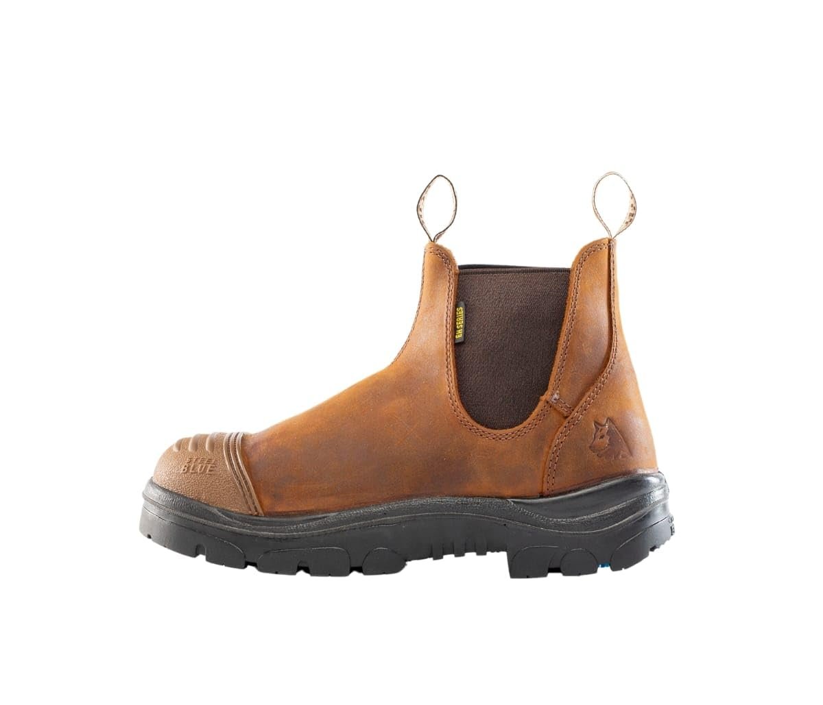 Side of Steel Blue Hobart: Scuff Cap Work Boot in Brown