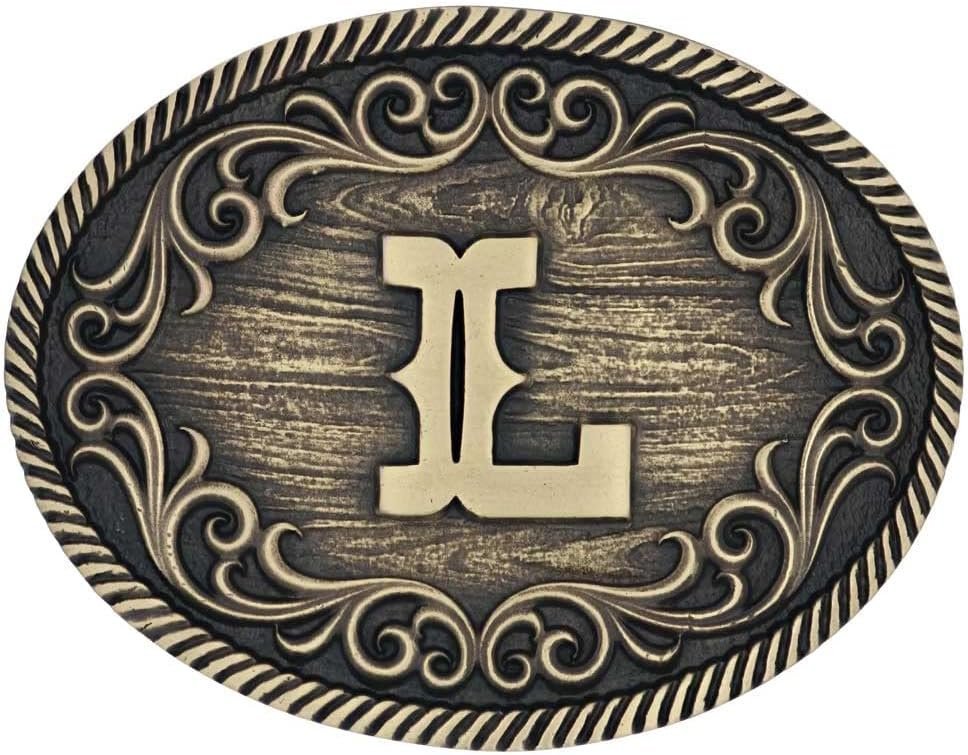 Montana Silversmiths Filigree Initial Attitude Belt Buckle - L