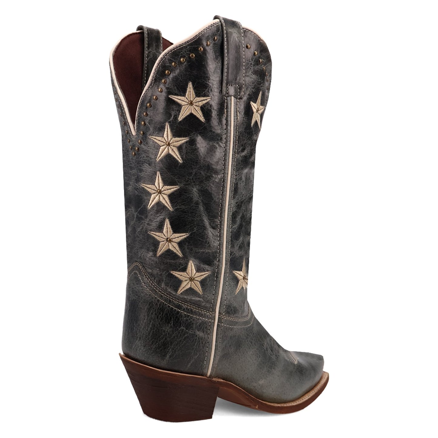 Back angled view of Laredo Women’s Serenade Patriotic Snip Toe Western Boot, Blue