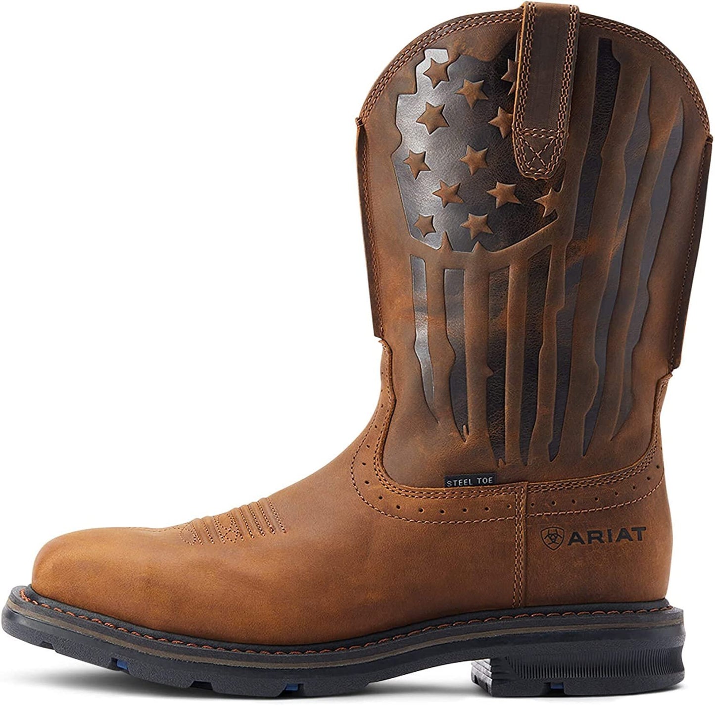 Side Profile of Ariat Men's Sierra Shock Shield Patriot Western Steel Toe Work Boot