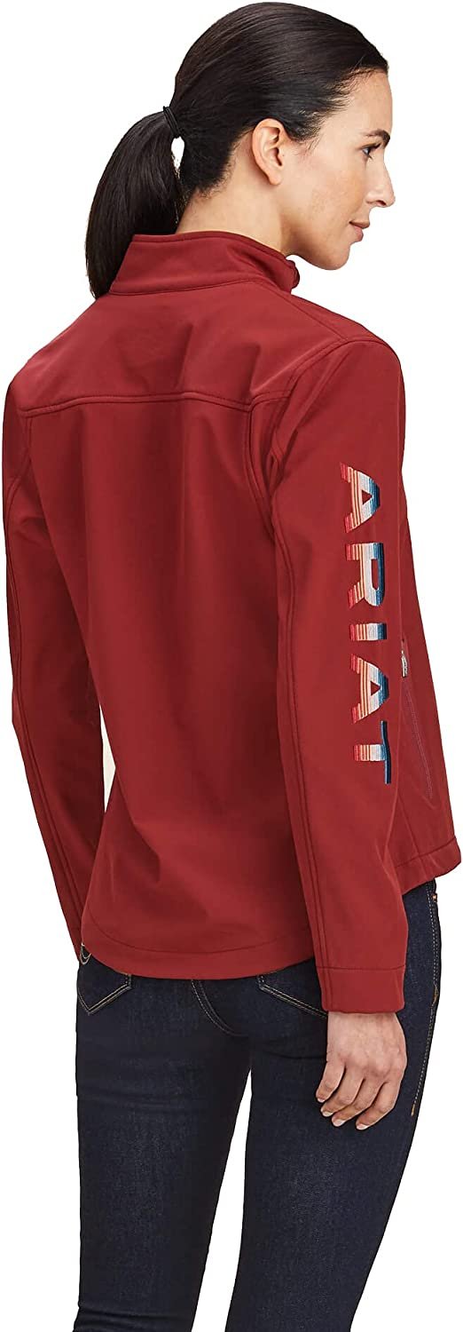 Back of Ariat Women's New Team Softshell Jacket in Rouge Red/Celestial Serape