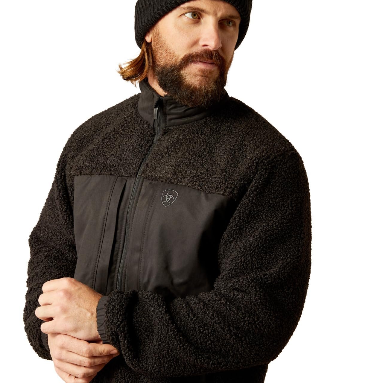 Close-up of Ariat Men's Odessa Sherpa Jacket in Black
