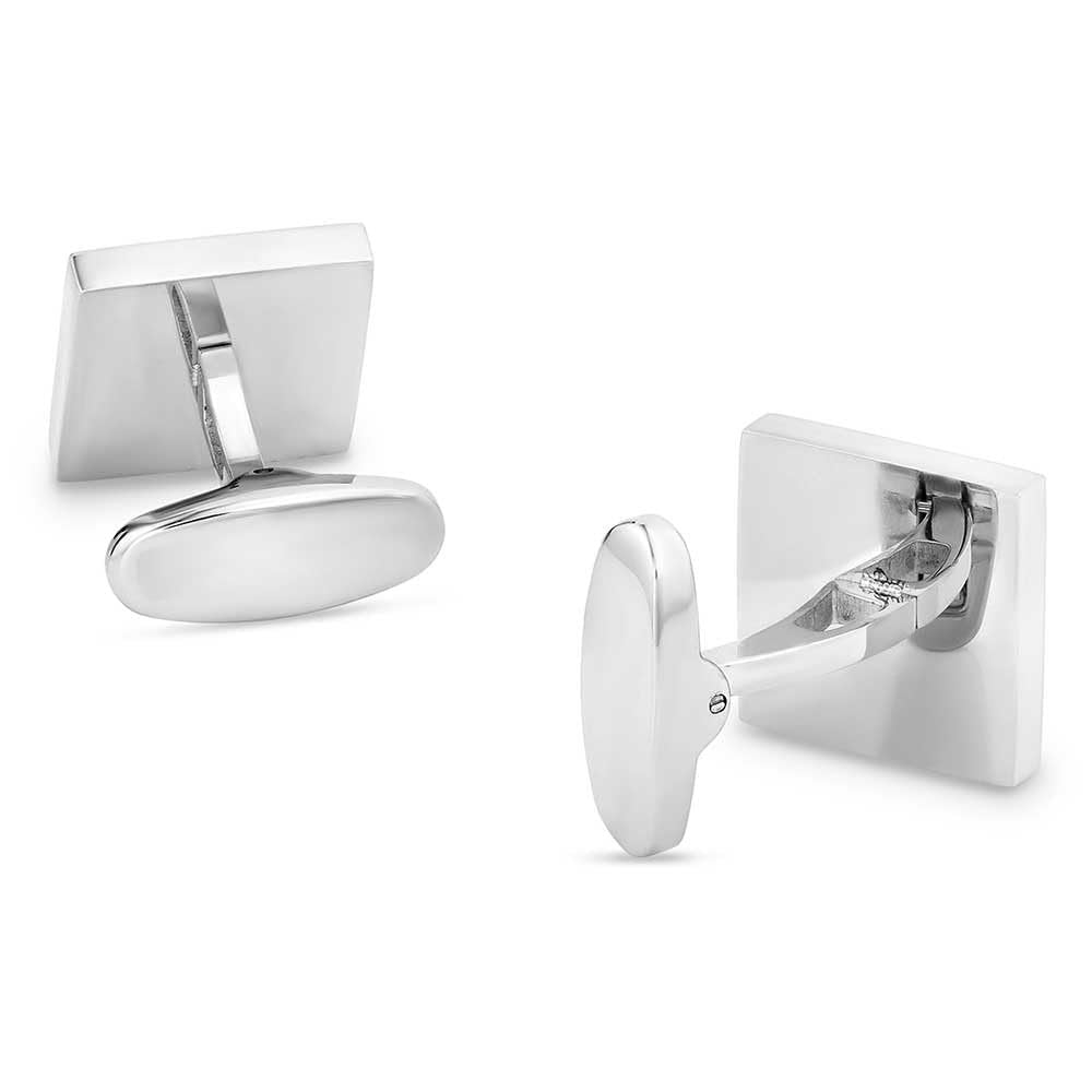 Back view of the cufflinks, showing the sturdy silver-tone swivel closure.