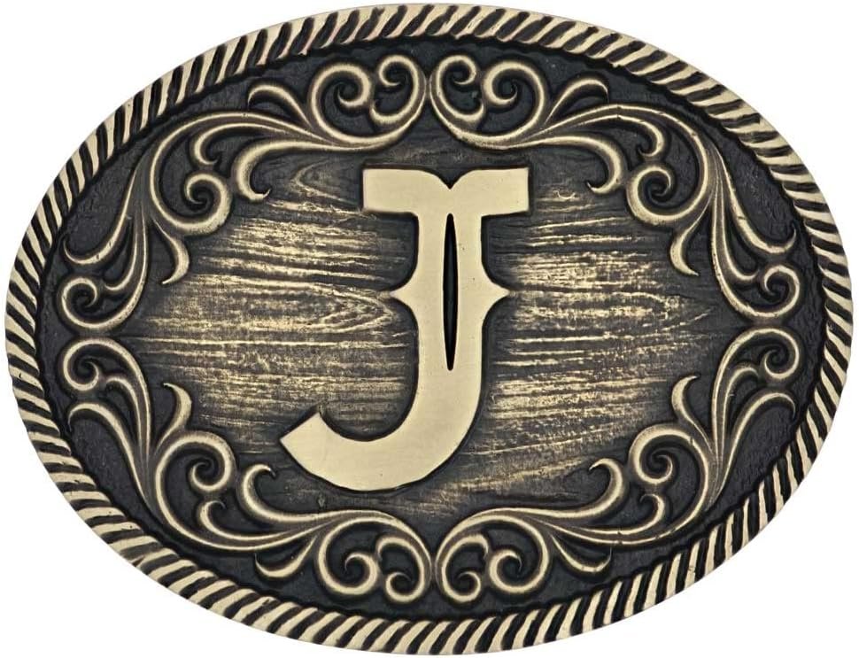 Montana Silversmiths Filigree Initial Attitude Belt Buckle - J